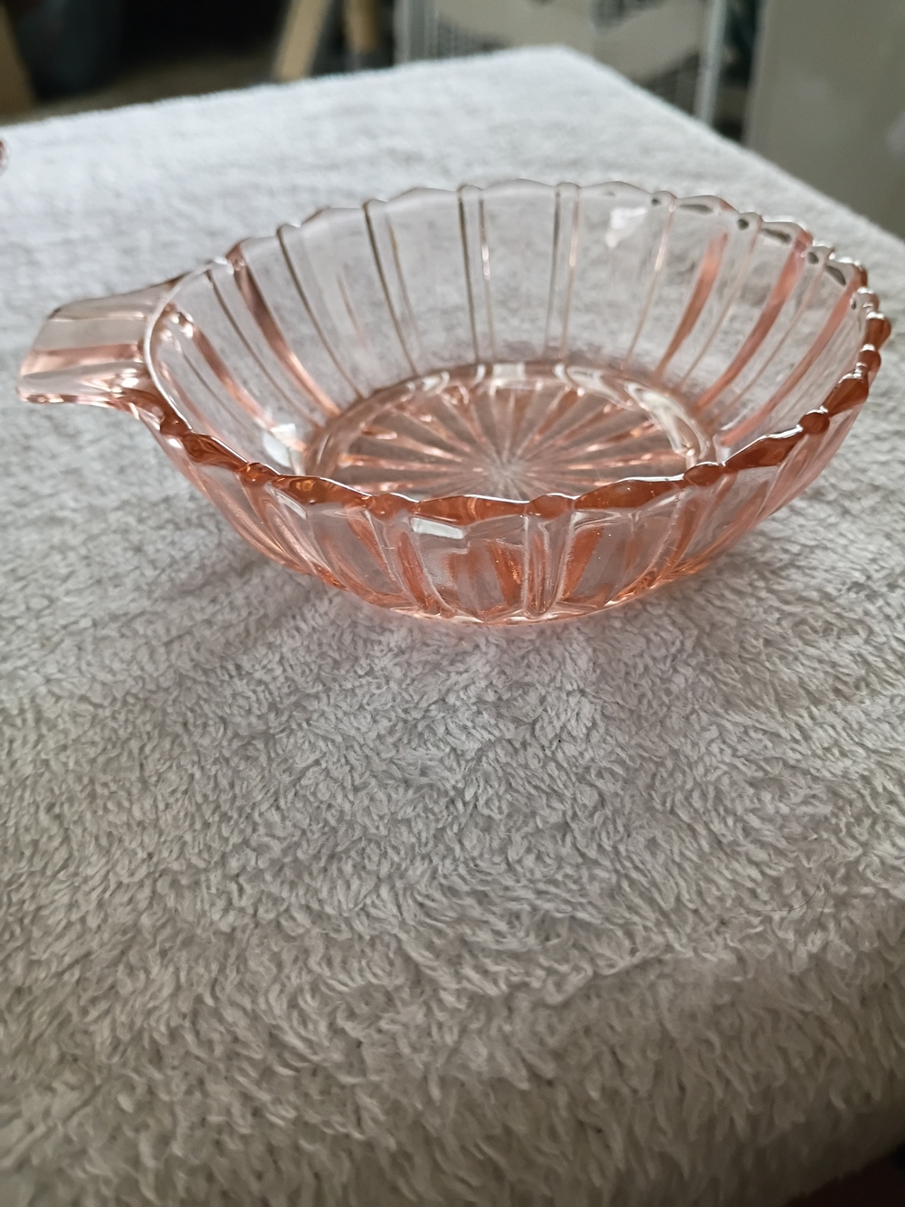 Pink Depression Glass Dessert Bowl with Handle